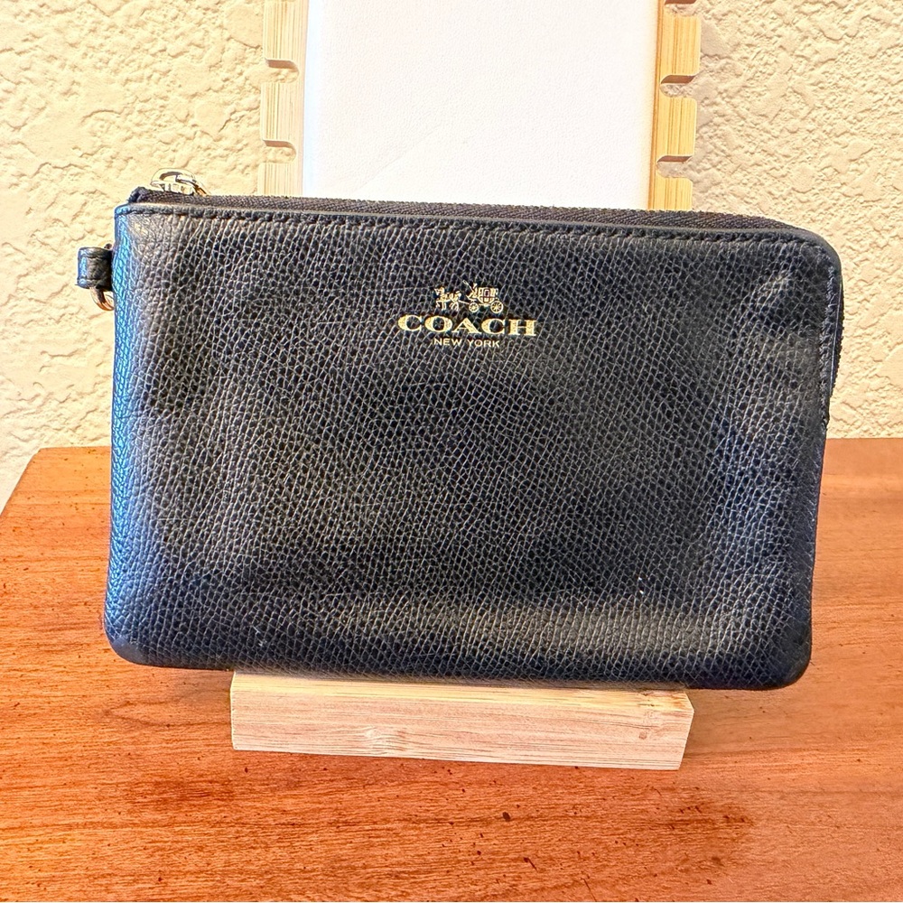 Coach • Black Leather Zip Coin Purse • Small Wallet •NWT